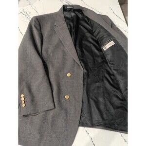 Wimbledon 50R Gray Hopsack Gold Button Mens Blazer Sport Coat Jacket